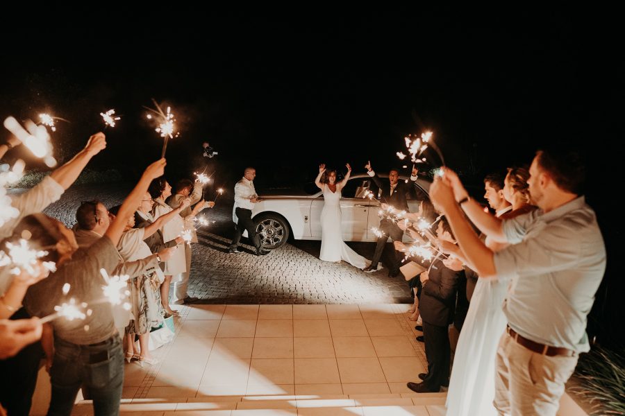 sydney boho elegant wedding. bride and groom sparkle exit